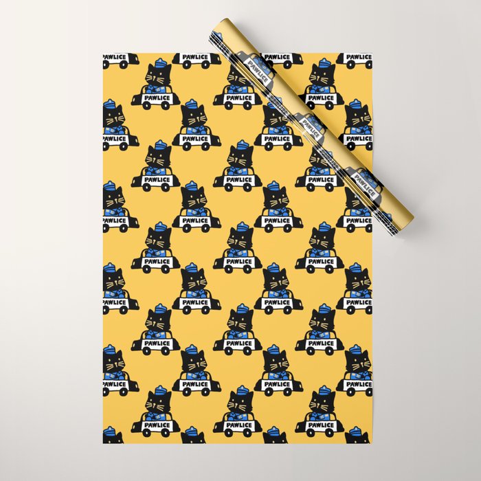 Here comes the cat pawlice Wrapping Paper Gallery Image 1