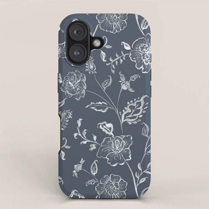 Watercolor Chintz Floral - Indigo iPhone Case Gallery Image 1