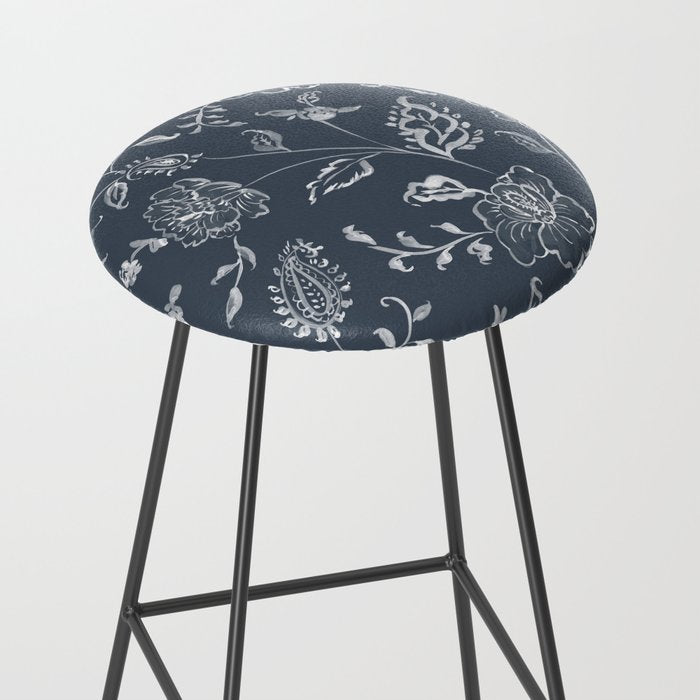 Watercolor Chintz Floral - Indigo Stool Gallery Image 2