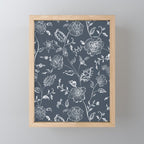 Watercolor Chintz Floral - Indigo Mini Art Print Gallery Image 1