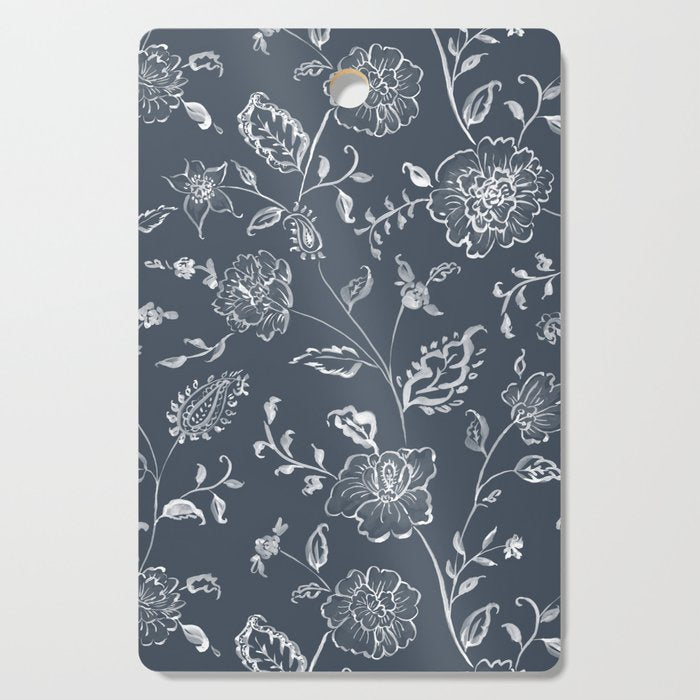 Watercolor Chintz Floral - Indigo Cutting Board Gallery Image 1