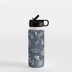 Watercolor Chintz Floral - Indigo Water Bottle Gallery Image 1