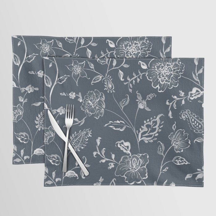 Watercolor Chintz Floral - Indigo Placemat Gallery Image 1