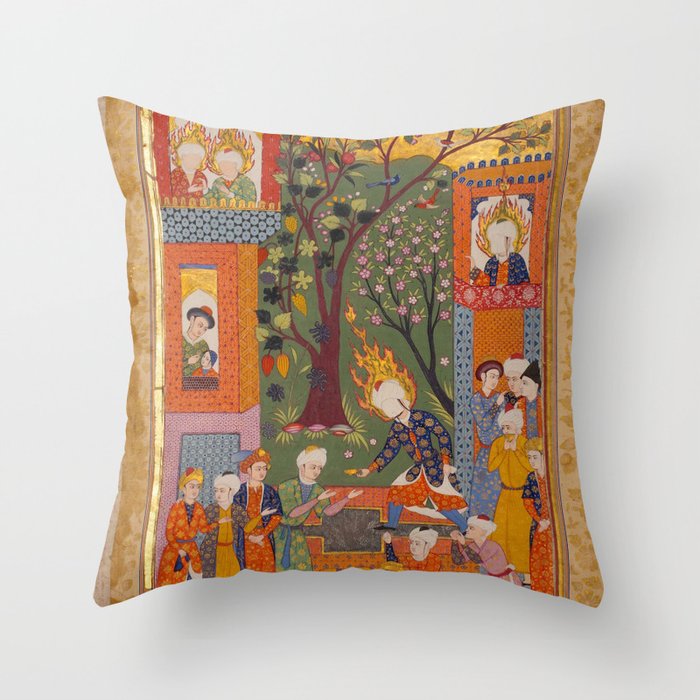 Khidr giving cups of the water of immortality to the inhabitants of Paradise Islamic Antique Art Throw Pillow Gallery Image 1