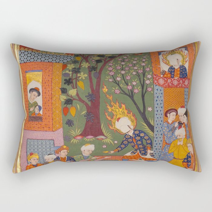 Khidr giving cups of the water of immortality to the inhabitants of Paradise Islamic Antique Art Rectangular Pillow Gallery Image 1