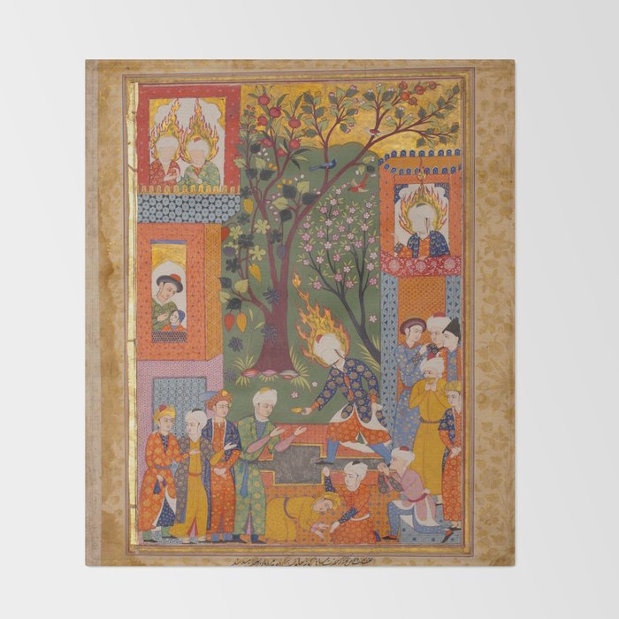 Khidr giving cups of the water of immortality to the inhabitants of Paradise Islamic Antique Art Throw Blanket Gallery Image 2