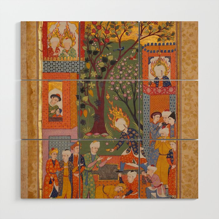 Khidr giving cups of the water of immortality to the inhabitants of Paradise Islamic Antique Art Wood Wall Art Gallery Image 1