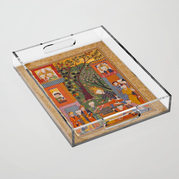 Khidr giving cups of the water of immortality to the inhabitants of Paradise Islamic Antique Art Acrylic Tray Gallery Image 1