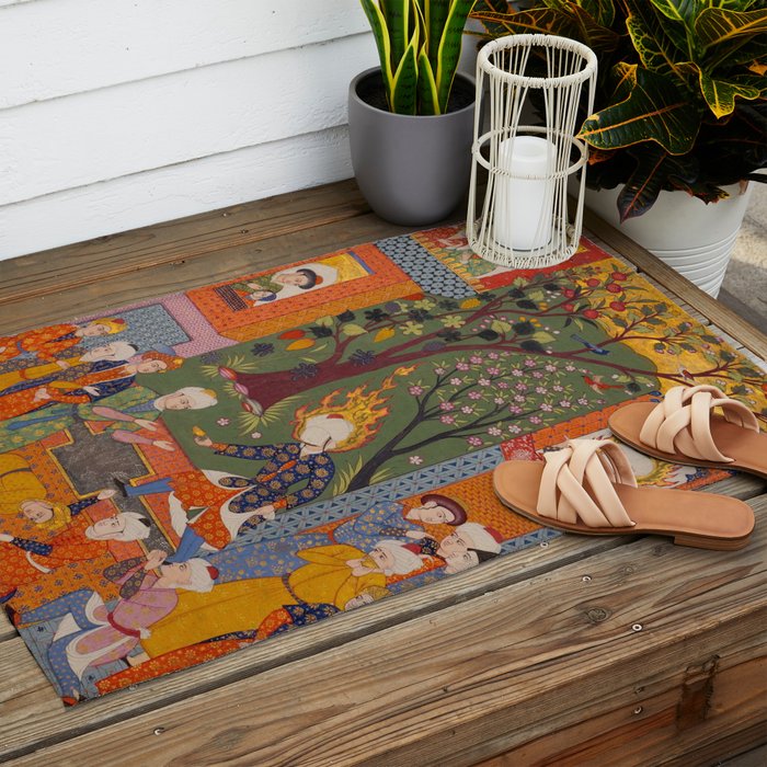 Khidr giving cups of the water of immortality to the inhabitants of Paradise Islamic Antique Art Outdoor Rug Gallery Image 2