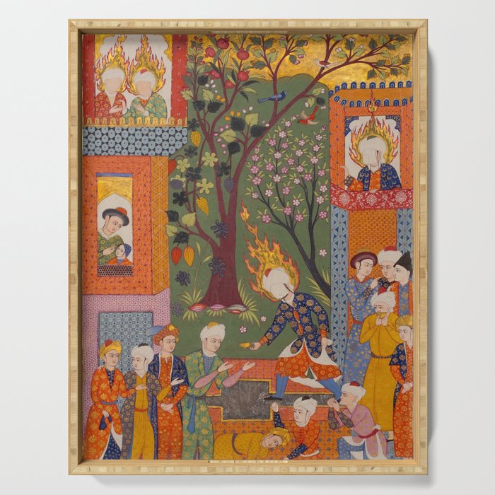 Khidr giving cups of the water of immortality to the inhabitants of Paradise Islamic Antique Art Serving Tray Gallery Image 1