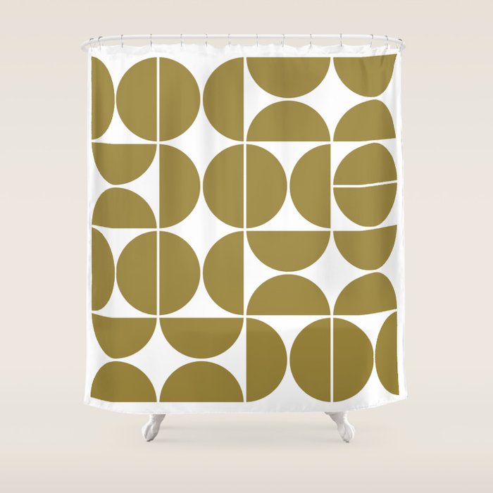 Mid Century Modern Geometric 04 Flat Gold Shower Curtain Gallery Image 1