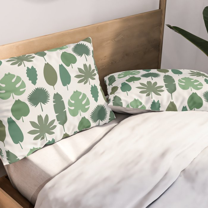 Cat and Plant 39 pattern Pillow Sham Gallery Image 2