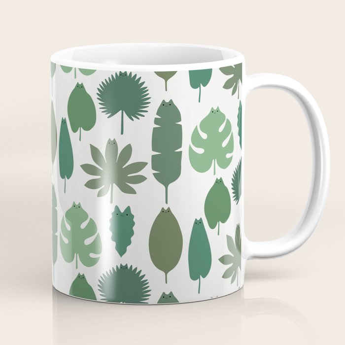 Cat and Plant 39 pattern Coffee Mug Gallery Image 1