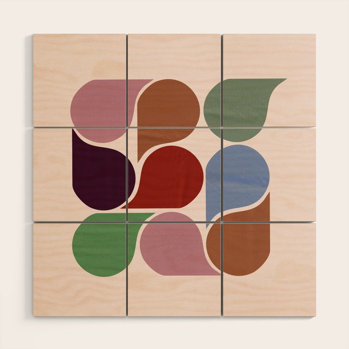 Colorful Geometric Raindrop Pattern Wood Wall Art Gallery Image 1