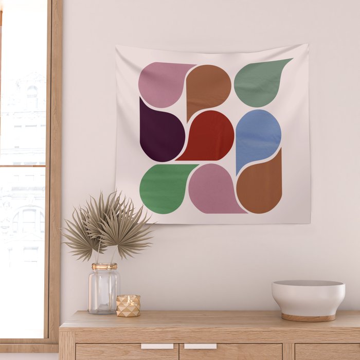 Colorful Geometric Raindrop Pattern Wall Tapestry Gallery Image 2