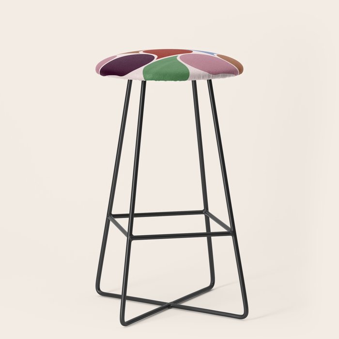 Colorful Geometric Raindrop Pattern Stool Gallery Image 1