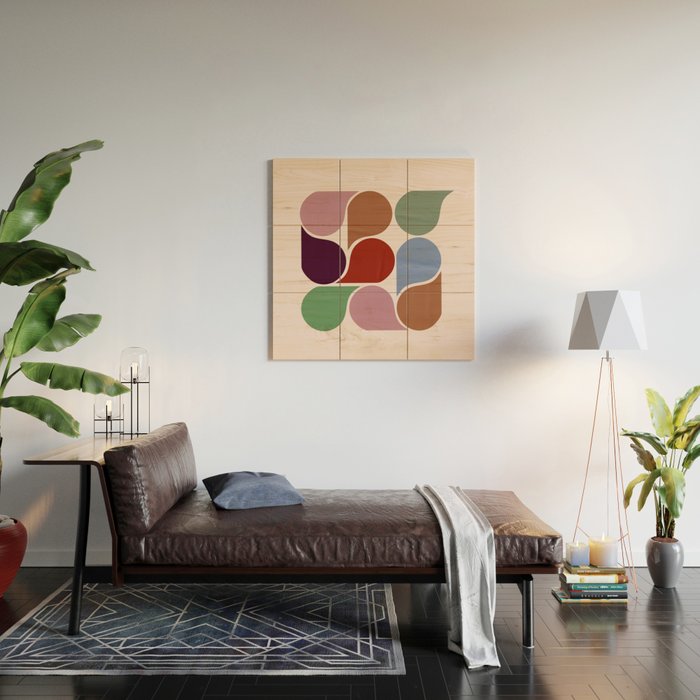 Colorful Geometric Raindrop Pattern Wood Wall Art Gallery Image 2