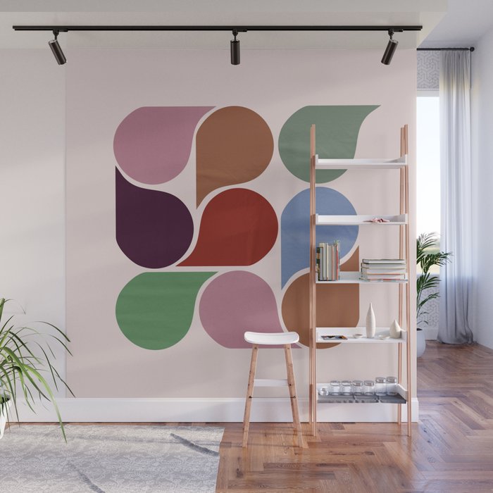 Colorful Geometric Raindrop Pattern Wall Mural Gallery Image 1