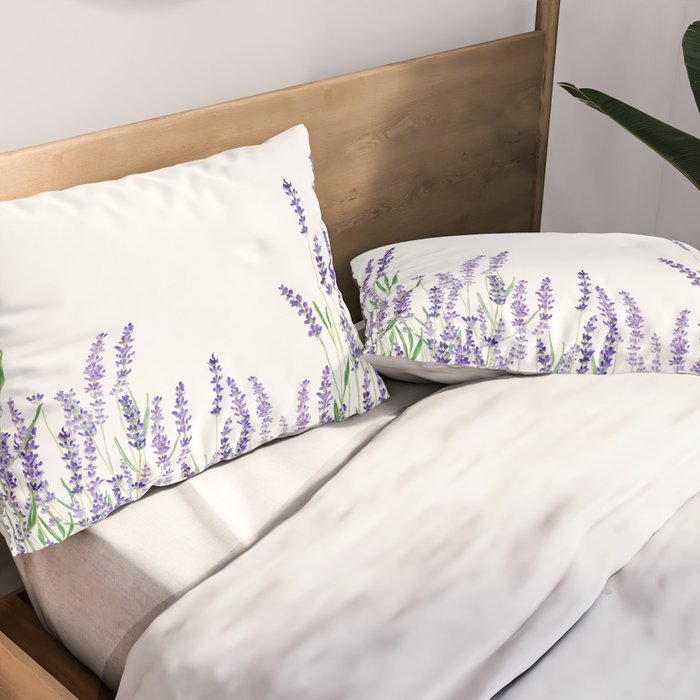 lavender watercolor horizontal Pillow Sham Gallery Image 2