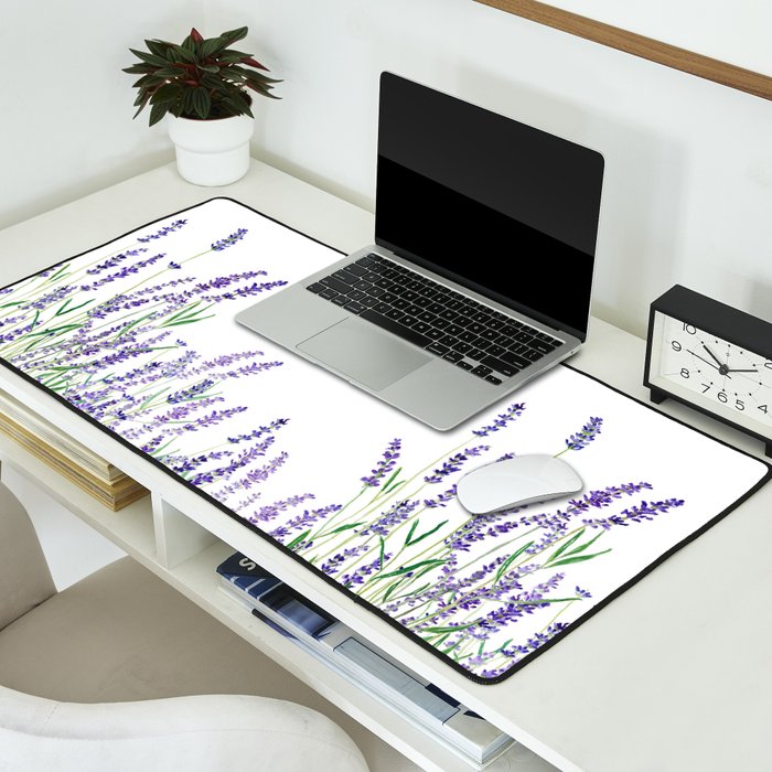 lavender watercolor horizontal Desk Mat Gallery Image 2