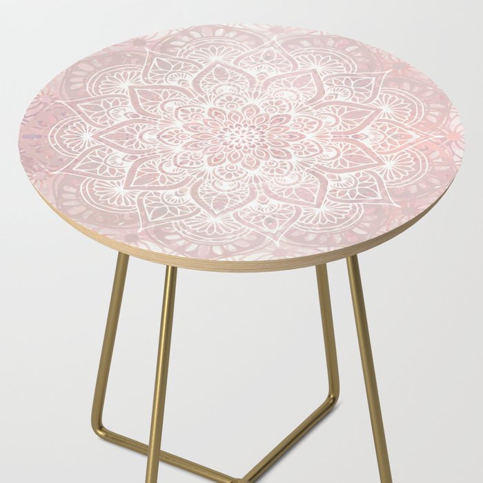 Mandala Yoga Love, Blush Pink Floral Side Table Gallery Image 2