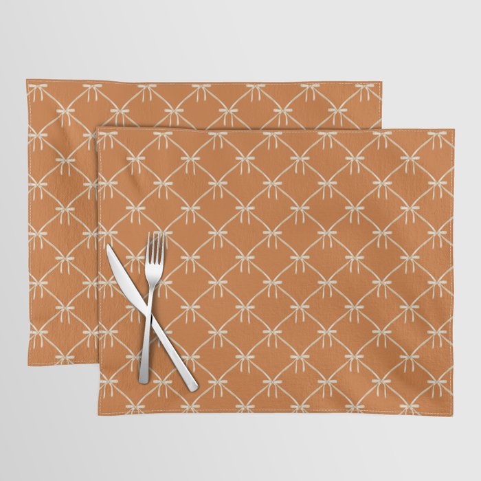 Bows & Ribbons Pattern XV Orange Placemat Gallery Image 1