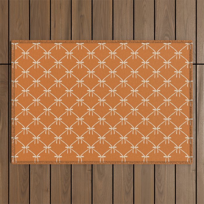 Bows & Ribbons Pattern XV Orange Outdoor Rug Gallery Image 1