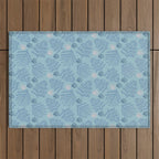 Winter & Woodsy Pine Trees in Warm Blue Outdoor Rug Gallery Image 1