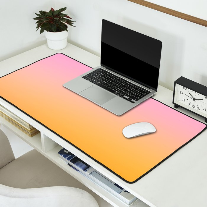 Sunrise Love - Pink & Pumpkin orange glow Desk Mat Gallery Image 2