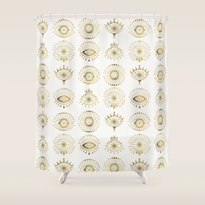 Evil Eyes - Gold Palette Shower Curtain Gallery Image 1