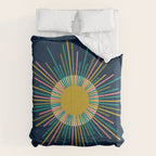 Mid Century Modern Colorful Sunburst Sun on Navy Blue Comforter Gallery Image 6