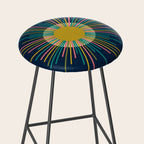 Mid Century Modern Colorful Sunburst Sun on Navy Blue Stool Gallery Image 2