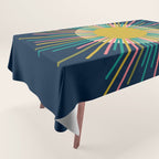 Mid Century Modern Colorful Sunburst Sun on Navy Blue Tablecloth Gallery Image 1