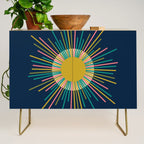 Mid Century Modern Colorful Sunburst Sun on Navy Blue Credenza Gallery Image 1