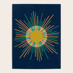 Mid Century Modern Colorful Sunburst Sun on Navy Blue Poster Gallery Image 4