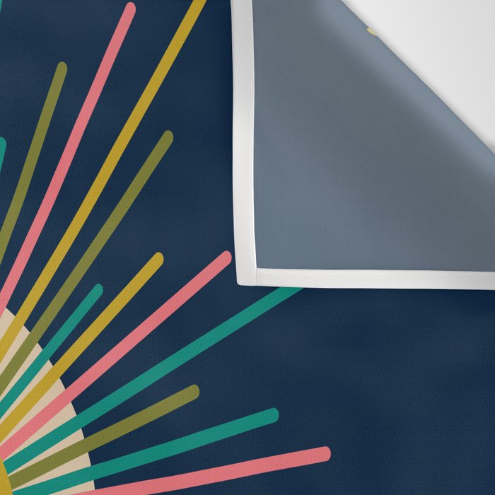 Mid Century Modern Colorful Sunburst Sun on Navy Blue Wall Tapestry Gallery Image 3