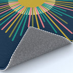 Mid Century Modern Colorful Sunburst Sun on Navy Blue Rug Gallery Image 4
