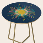 Mid Century Modern Colorful Sunburst Sun on Navy Blue Side Table Gallery Image 2