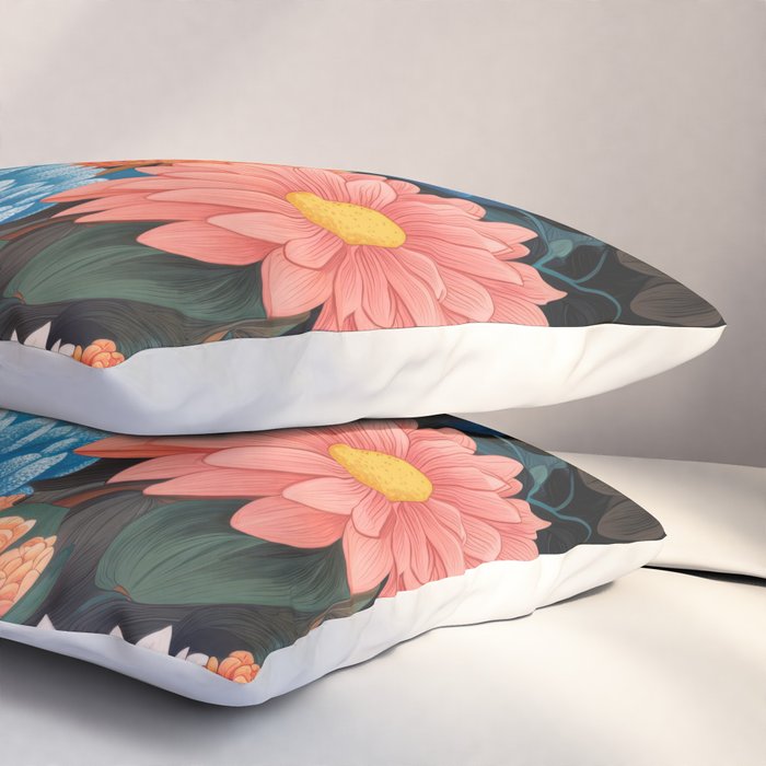 Flower Print Japanese Painting Floral Wall Art Botanical Poster Maximalist Dopamine Decor Pillow Sham Gallery Image 3
