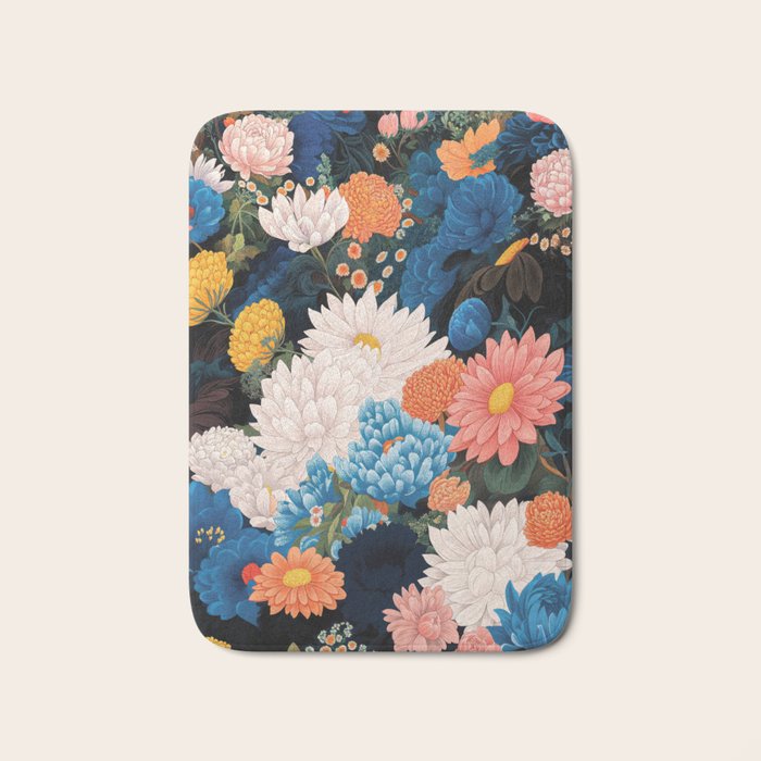 Flower Print Japanese Painting Floral Wall Art Botanical Poster Maximalist Dopamine Decor Bath Mat Gallery Image 1