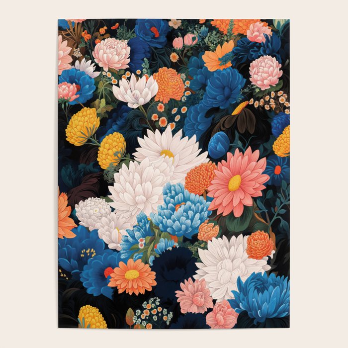 Flower Print Japanese Painting Floral Wall Art Botanical Poster Maximalist Dopamine Decor Poster Gallery Image 1