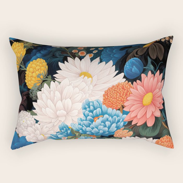 Flower Print Japanese Painting Floral Wall Art Botanical Poster Maximalist Dopamine Decor Rectangular Pillow Gallery Image 2