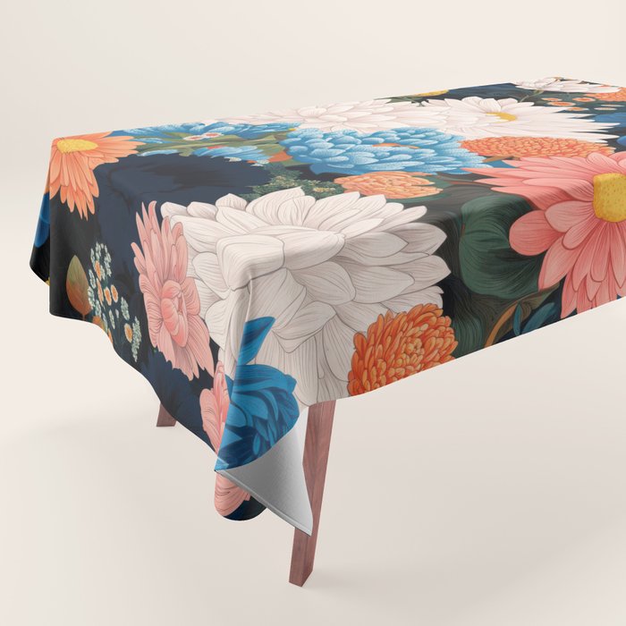Flower Print Japanese Painting Floral Wall Art Botanical Poster Maximalist Dopamine Decor Tablecloth Gallery Image 1