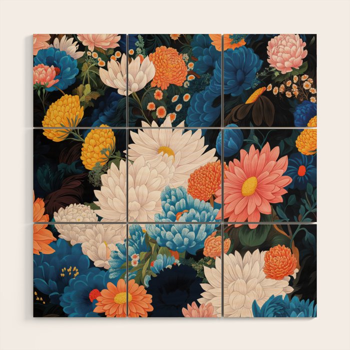 Flower Print Japanese Painting Floral Wall Art Botanical Poster Maximalist Dopamine Decor Wood Wall Art Gallery Image 1