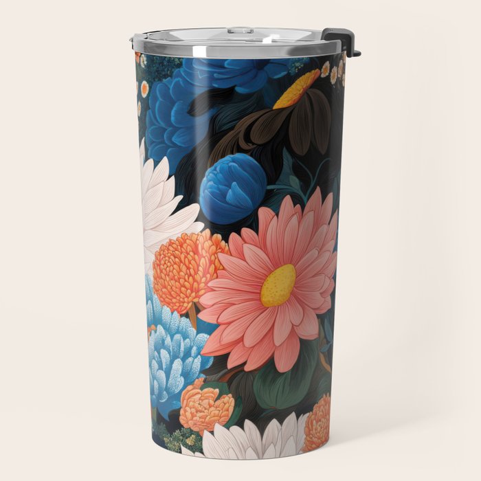 Flower Print Japanese Painting Floral Wall Art Botanical Poster Maximalist Dopamine Decor Travel Mug Gallery Image 2
