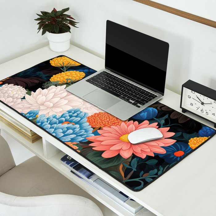 Flower Print Japanese Painting Floral Wall Art Botanical Poster Maximalist Dopamine Decor Desk Mat Gallery Image 2
