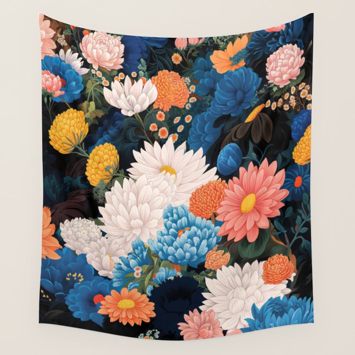 Flower Print Japanese Painting Floral Wall Art Botanical Poster Maximalist Dopamine Decor Wall Tapestry Gallery Image 1
