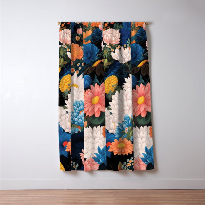Flower Print Japanese Painting Floral Wall Art Botanical Poster Maximalist Dopamine Decor Window Curtain Gallery Image 3