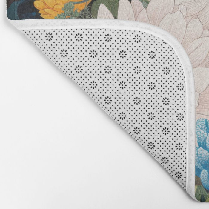 Flower Print Japanese Painting Floral Wall Art Botanical Poster Maximalist Dopamine Decor Bath Mat Gallery Image 2