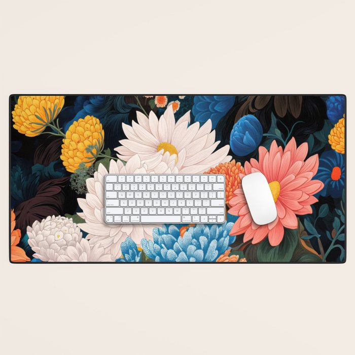 Flower Print Japanese Painting Floral Wall Art Botanical Poster Maximalist Dopamine Decor Desk Mat Gallery Image 1